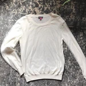 Vince Camuto cream netted crew sweater size S